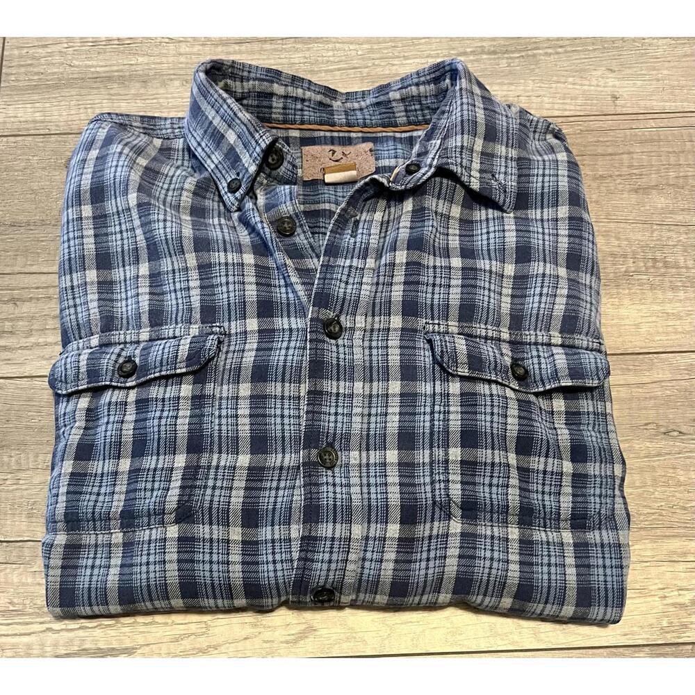Outdoor Life, Men's Blue Plaid Long Sleeve Casual Shirt, Size Large - Picture 3 of 6